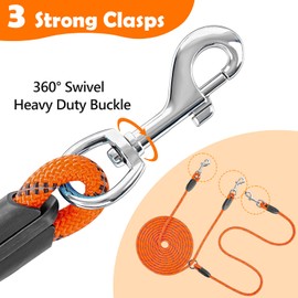 XiaZ Dog Tie Out Cable for 2 Dogs, 15FT 20FT 30FT Portable Dog Trolley System Runner Cable for Camping Yard, Reflective Dog Tether Leash for Small Dogs Medium Dogs