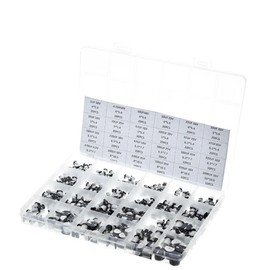 KSOPUERT Electrolytic Capacitors 24 Values SMD Bypass Low Frequency Aluminium Electrolytic Capacitors Assortment Kit Box 1uF - 1000uF Pack of 400