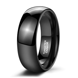 Zakk Women's and Men's Black Tungsten Narrow Plain Polished Ring Engagement Rings Wedding Rings Partner Rings 2 mm 4 mm 6 mm 8 mm, Tungsten Carbide