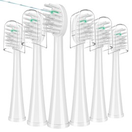 Replacement Brush Heads for WaterPik Sonic-Fusion 2.0 Flossing Toothbrush (SF-03/SF-04) and Sonic-Fusion Flossing Toothbrush (SF-01/SF-02),6 Count White with Covers