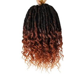 CUUKEA Deep Faux Locs Crochet Hair 10 Inch 8 Packs Goddess Locs Crochet Hair T350 Soft Faux Crochet Braids with Curly Ends Prelooped Deep Wave Croceht Braids for Black Women(Black mixed Ginger)