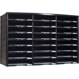 Storex 24 Compartment Literature Organizer, Black Black