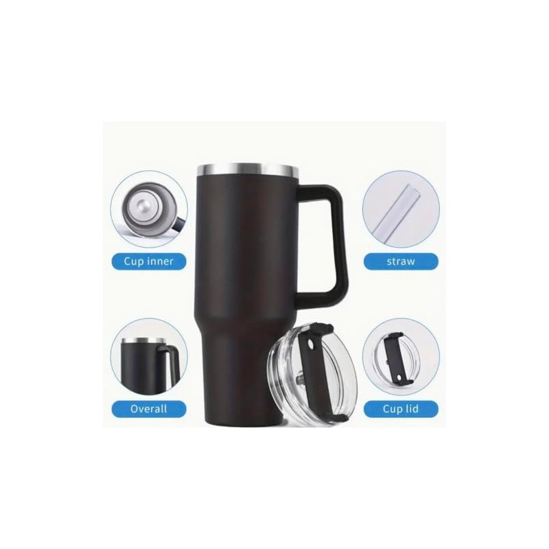 Generic Black Tumbler with lid and Straw, 000000