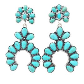 Western Squash Blossom Turquoise Post Earring (Turquoise)