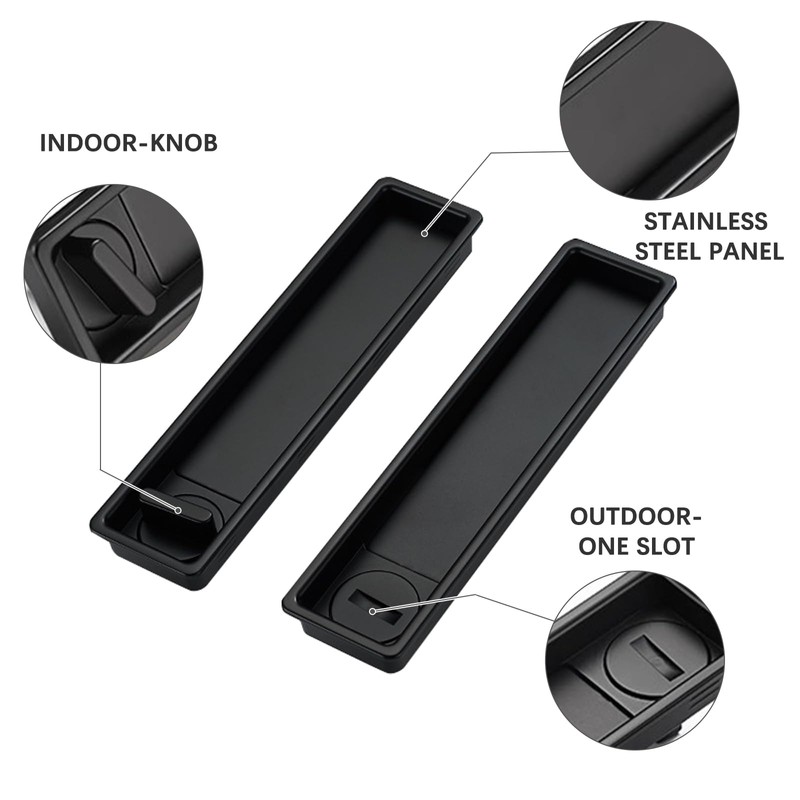 Pocket Door Lock Hardware with Pull, Recessed Handle Latch,Invisible Sliding