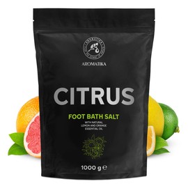 Foot Bath Salt Citrus Fruits 1000 g - Pedicure Foot Bath Salt - Foot Bath Additive with Natural Sea Salt - Essential Lemon and Orange Oil - Foot Care for Tired Feet - Beauty - Relaxation -