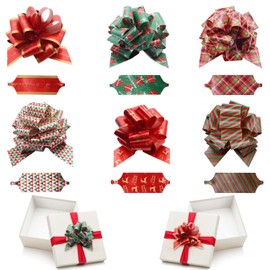 Generic CattleyaHQ Gift Bows Pack of 12 Christmas Bows, Bows Ribbons for Packaging, Christmas Tree Wreath Party Decorations