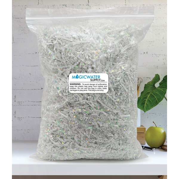 Crinkle Cut Paper Shred Filler (1/2 LB) for Gift Wrapping & Basket Filling - Diamond White | MagicWater Supply