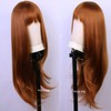 mszyhuwan Brown Fringe Bangs Unit Heat Resistant Synthetic Wig For