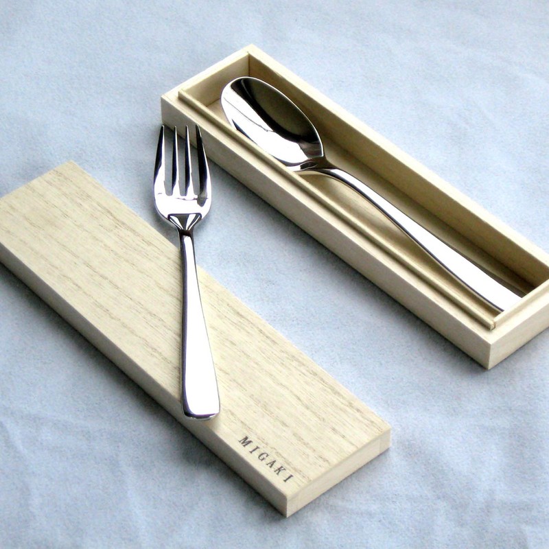 Nagao MIGAKI Curry Spoon Pasta Fork Set, 18-8 Stainless Steel,