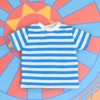 AQQeenmiu Doll Clothes Set, Blue Striped T-shirt with Gray Shorts