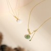 DAUMIER Natural Jade Donut Necklace for Women 14K Gold Plated