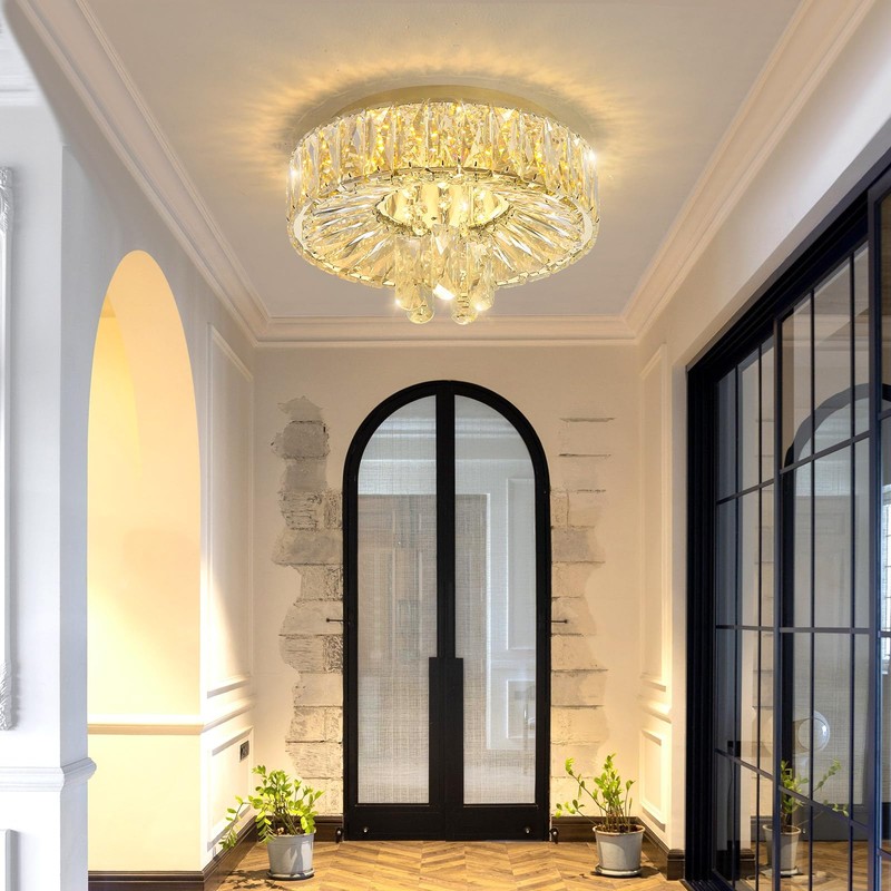 dolria Mini Chandelier Modern Crystal Chandeliers for Hallway LED Flush