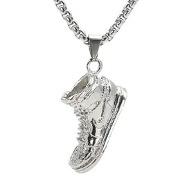 GAUEIOUR Sports Shoe Necklace,Cool Hip-Hop Couple Titanium Steel Necklace, Punk Sneaker Pendant Necklace, Unisex Version, Hip-Hop Punk Jewelry Gift (Silver)