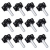 12 Pack 1/4-20 Black Star Knobs Star Hand Knob Threaded