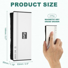 PATIKIL 2 Pack Magnetic Dry Erase Eraser, 2.5x5.7in Magnetic Whiteboard Eraser Aluminum Metal for White Board Glass Calendar Board Fridge Refrigerator Office Supplies, Large, 63x144mm