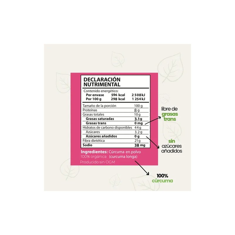 Cúrcuma En Polvo Superfood Leafy 200 Gr