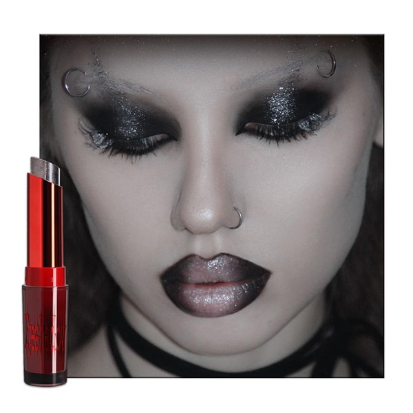 Black Silvery Shimmer Eyeshadow Stick, 2-in-1 Pearlescent Cream Eye Shadow,