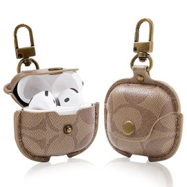 for AirPods 4th Case Cover 2024, Fashion Full Protective AirPods 4 Case for Women Men Compatible with AirPods 4th Wireless Charging Case with Keychain-Brown