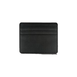 Tangseajiao 1pc Black Credit Card Holder Wallet, Blocking Slim Premium Leather Minimalist Front Pocket, with 6 Card Slots and 1 Pockets for Men Women