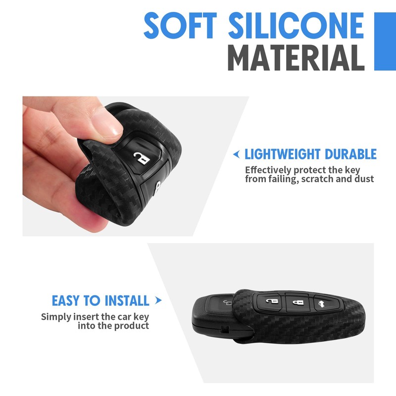 WORCAS Key Fob Case Carbon Fiber Pattern Silicone Cover Compatible