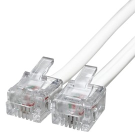 TARO'S CMJ-01WH2 Modular Cable Telephone Cord 2 Core White 3.3 ft (1 m) Eco Simple Package