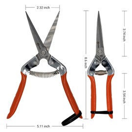 Sanung Tijeras de podar 902 para jardinería, tijeras de podar de mano con cuchillas rectas de acero inoxidable, cortapelos de corte de seguridad para ramas de árboles, plantas, herramienta de recortadora de jardín para el hogar, jardín y patio