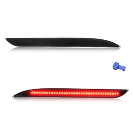 ATROVI LED Rear Bumper Reflector Light for 2015 2016 2017 Fo-rd Mu-stang, 3-in-1 with Smoked Lens Turn Signal & Rear Brake & Driving Light, 72-SMD LED Bumper Reflector Light, 2 PCS