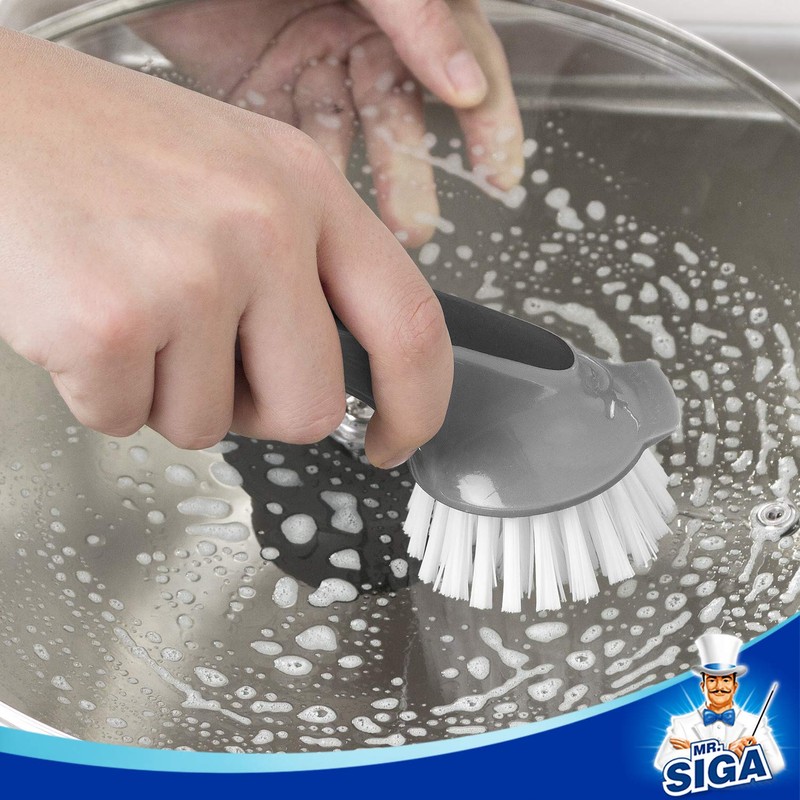 MR.SIGA Pot and Pan Cleaning Brush, Dish Brush for Kitchen,