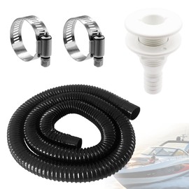 Seamaka 3/4 Inch Bilge Pump Hose Dia Plumbing Kit,Bilge Pump Installation Kit-6 FT Premium Quality Kink-Free Flexible PVC Hose (Black),3/4 Inch ABS Thru-Hull Fitting,2 Hose Clamps