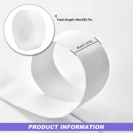 Elastic for Sewing 4cm, 11 Yards Elastic Bands Spool Sewing White Thick Knit Wide Elastics Band for Waistbands Clothes