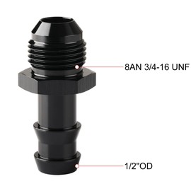 Podavelle 8AN Male Flare to 1/2 Hose Barb Straight Fitting Adapter Aluminum Black