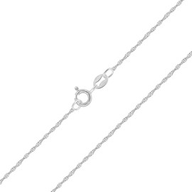 Planetys - 925 Sterling Silver Rhodium Finishing Singapore Chain Necklace 1 mm Width 22 Inches
