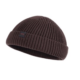 DASMINI Fisherman Beanie Hats for Men Women,Knit Trawler Rollup Edge Skull Cap,Watch Cap,Docker Beanie Spring Fall Short Mini Hats (Brown, Size M)