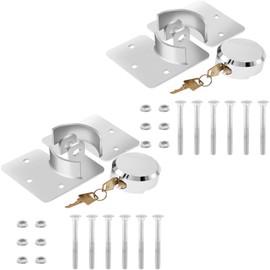 IRONWALLS Black Hidden Shackle Padlock 2 Pack, 73mm/2-7/8” Puck Lock Keyed Different with Hasp, 4pcs Keys & Fixing Screws, Heavy Duty Steel Padlocks for Doors, Trucks, Gates, Trailer