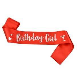 Birthday Girl Sash for Women Foil Letter for Women 21st 30th 40th 50th 60th Gifts Red and Silver Birthday Party Decorations and Supplies