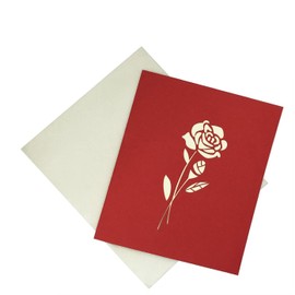 Weforu 3D Rose Pop Up Card, Valentines day card, Rose Flower Greeting Card, Birthday Card With Envelope For Valentine's day, Mother's day (Rose)