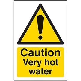 V Safety Warning Temperature- Caution Very Hot Water - 100 X 150mm