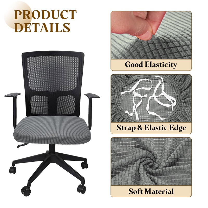 sourcing map Office Chair Cover, Stretchable Soft Grid Textured Rotating