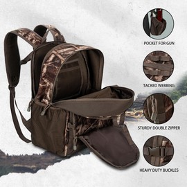 TORIBIO Hunting Backpack for Men, 35L Hunting Pack, Camo Outdoor Tactical Backpack for Bow or Rifle with Holder for Hunting, Camping, Hiking,Trekking, Traveling, Camo Brown