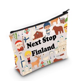 JXGZSO Finnish Trip Gift Next Stop Finland Makeup Bag Finland Travel Cosmetic Bag Finland Souvenir Gift Finland Country Pouch, Next Stop Finland