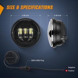 Nilight Motorcycle 2PCS 4.5 Inch LED Fog Lights Passing Auxiliary Light DOT Compatible with Harley Davidson Electra Street Glide Heritage Softail Classic Road King, Black