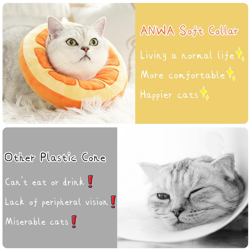 ANWA Adjustable Cat Cone Collar Soft, Cute Cat Donut Collar