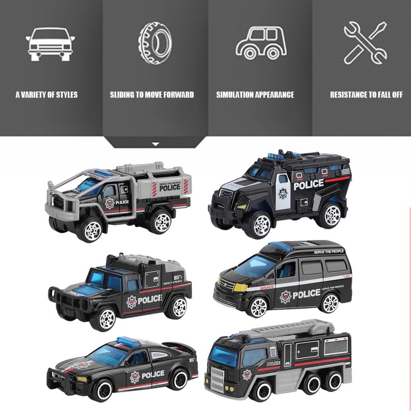 6pcs 1:64 Engineering Car Model Alloy Simulation Vehicle Car Model