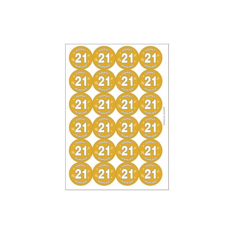 Hooray 21 Twenty One Twenty First 21st Birthday Circular Matt