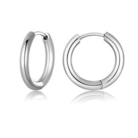 Titanium Hoop Earrings for Men and Women, G23 Titanium Hoop Earrings, Hypoallergenic, Small Folding Hoop Earrings, Cartilage Helix Ear Piercing, 8/10/12 mm, Titanium, No Gemstone