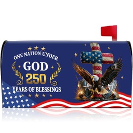 250th Anniversary USA Mailbox Covers Magnetic, 250 Years America Magnetic Mailbox Cover Standard Size, Patriotic Eagle Cross Mail Post Box Cover for Festival Outdoor Yard Garden Decor 21" X 18"