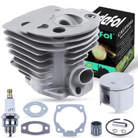 Adefol 46mm Nikasil Cylinder Piston Kit for Husqvarna 51 55 Rancher Chainsaw, 46mm Piston Cylinder Assembly + Piston Kit + Needle Bearing + Spark Plug + Gasket Replacement