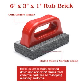 Wenqik 2 Pcs Rub Brick with Handle Concrete Tools 20 Grit Masonry Tools Smoothing Cleaning Removing Marks Tool (Red)