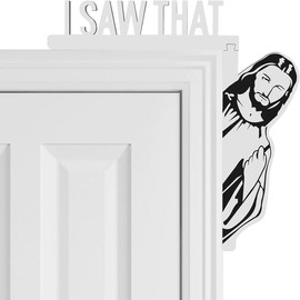 Creative Door Corner Decor Funny Home Decor I Saw That  Door Sitter Hanger Wood Frame Corner Decoration for Home Door Corner Mirror Cabinet and More 8 x 8 in-Right - Color: White Large-Left